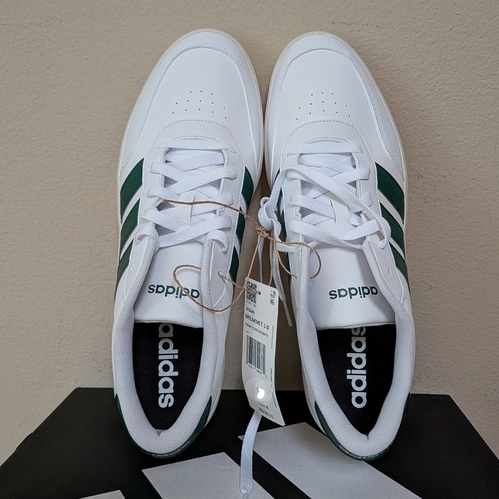 New Adidas Men's Breaknet 3.0 Sneakers Shoes White Green Size 12 - Picture 3 of 5